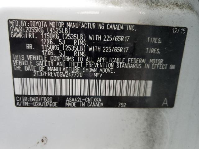 VIN 2T3ZFREV0GW247720 2016 Toyota RAV4, LE no.13