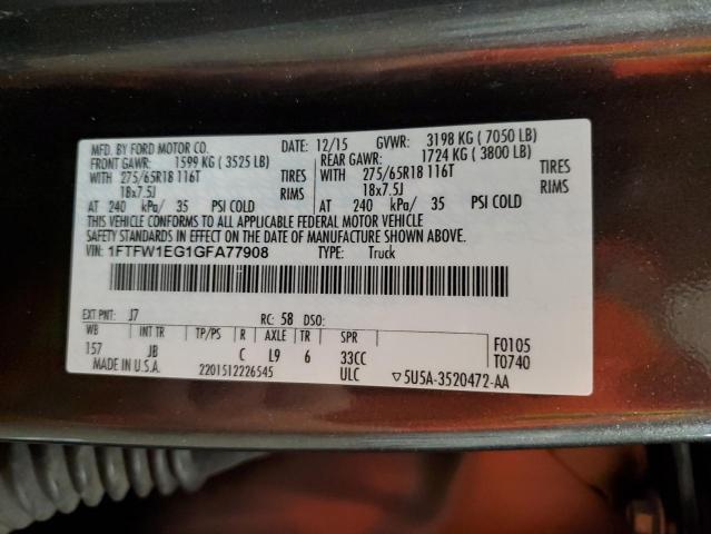 2016 FORD F150 SUPER - 1FTFW1EG1GFA77908