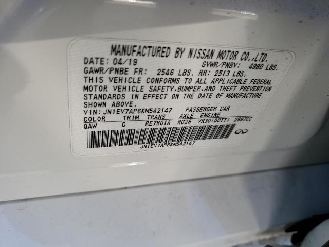 2019 INFINITI Q50 LUXE - JN1EV7AP6KM542147