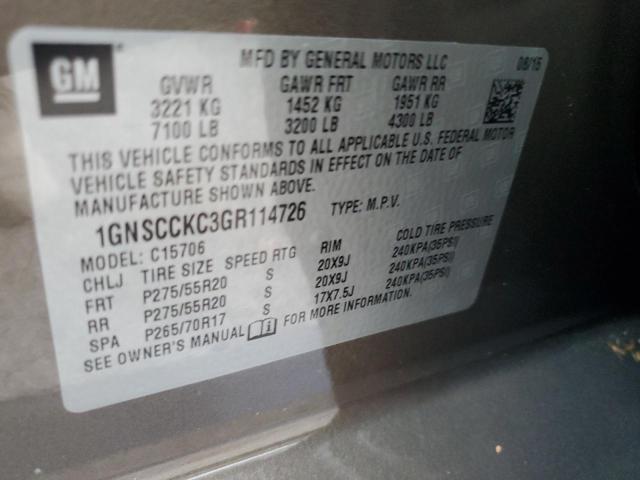 2016 CHEVROLET TAHOE C150 - 1GNSCCKC3GR114726