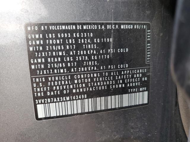 2019 VOLKSWAGEN TIGUAN SE - 3VV2B7AX3KM143498