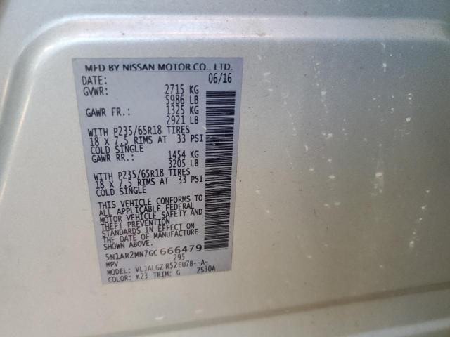 2016 NISSAN PATHFINDER - 5N1AR2MN7GC666479