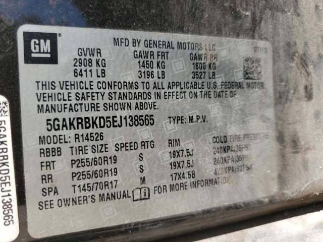 VIN 5GAKRBKD5EJ138565 2014 Buick Enclave no.13