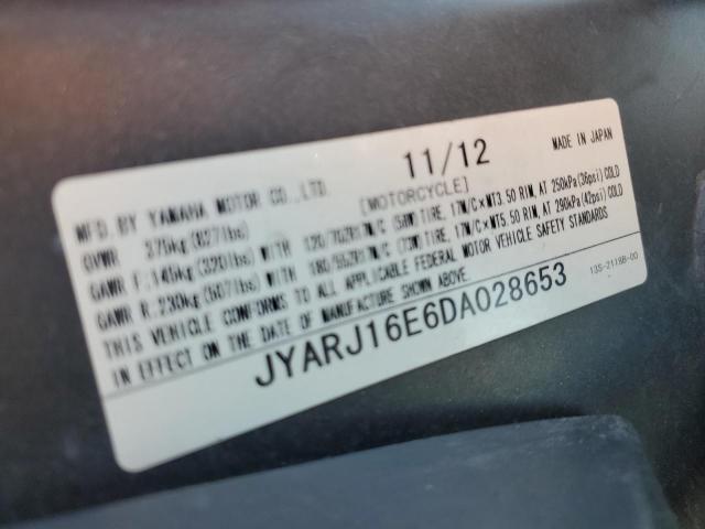 2013 YAMAHA YZFR6 JYARJ16E6DA028653