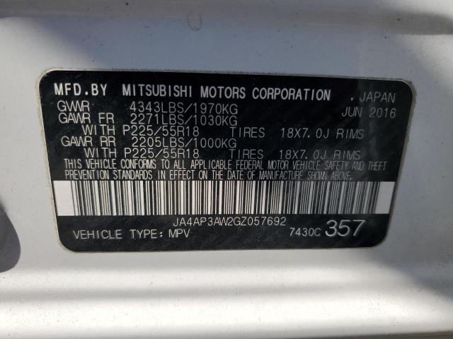 VIN JA4AP3AW2GZ057692 2016 MITSUBISHI OUTLANDER no.14