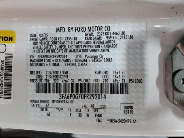 VIN 3FA6P0G70FR292014 2015 Ford Fusion, S no.12