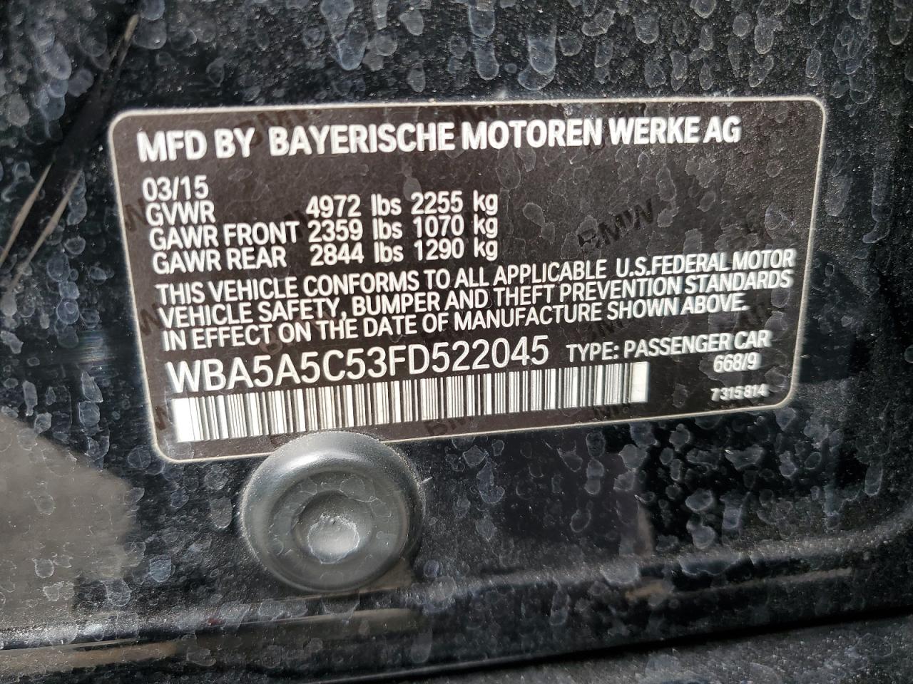 Lot #2943596107 2015 BMW 528 I