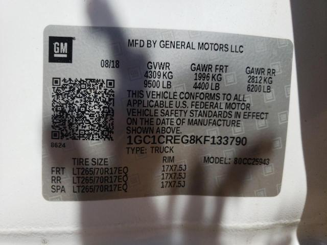 2019 CHEVROLET SILVERADO - 1GC1CREG8KF133790