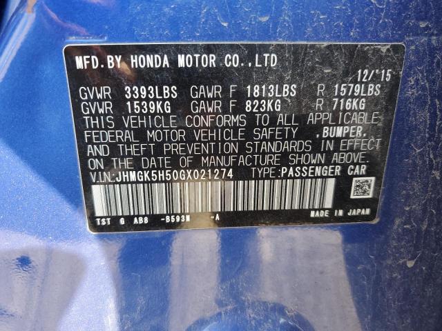 2016 HONDA FIT LX - JHMGK5H50GX021274