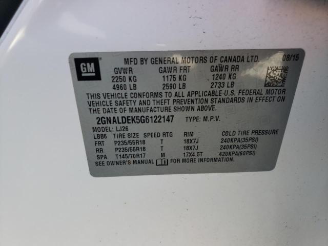 2016 CHEVROLET EQUINOX LT - 2GNALDEK5G6122147