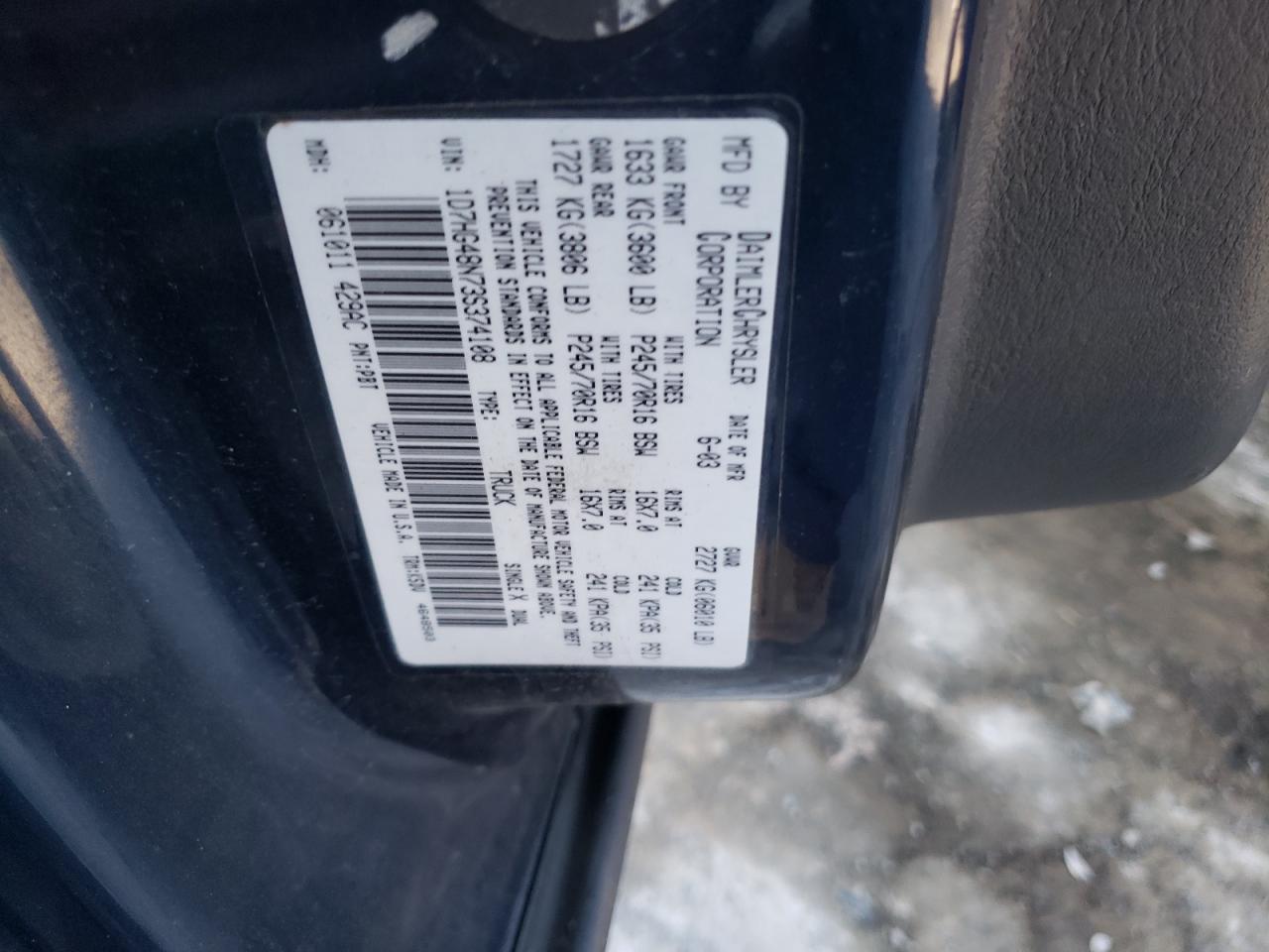 Lot #2909776294 2003 DODGE DAKOTA QUA