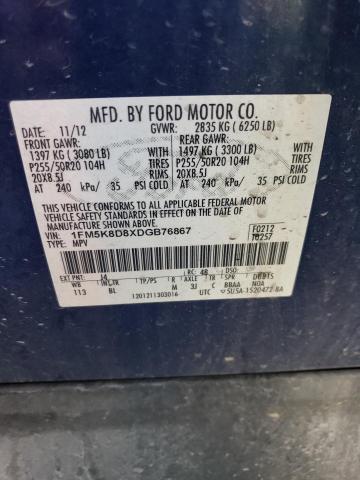 VIN 1FM5K8D8XDGB76867 2013 FORD EXPLORER no.13