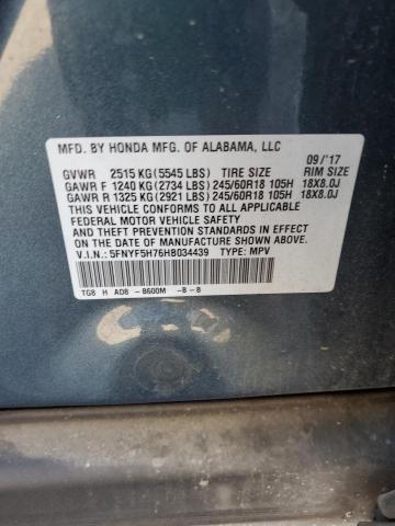 2017 HONDA PILOT EXLN - 5FNYF5H76HB034439