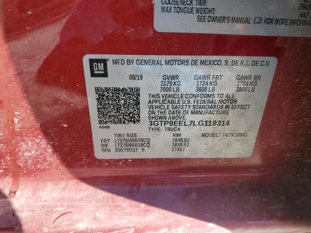 2020 GMC SIERRA K15 - 3GTP9EEL7LG119314
