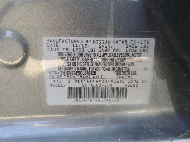 VIN 3N1CN7AP5GL846420 2016 Nissan Versa, S no.13