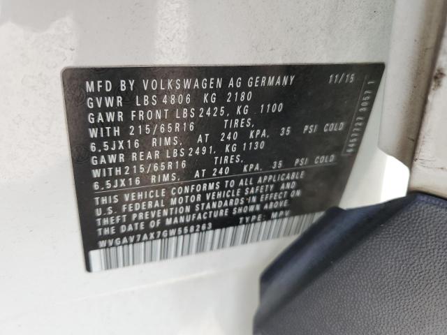 2016 VOLKSWAGEN TIGUAN S - WVGAV7AX7GW558263