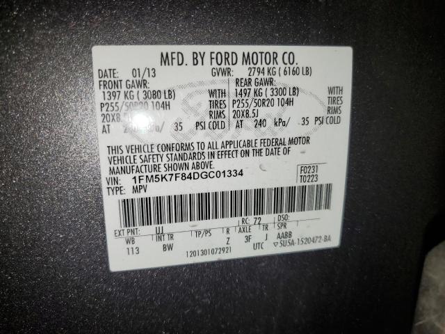 VIN 1FM5K7F84DGC01334 2013 Ford Explorer, Limited no.13