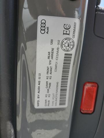 2022 AUDI S5 PRESTIG WAUB4CF51NA029040
