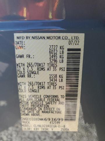 VIN 1N6ED1EK0NN693699 2022 NISSAN FRONTIER no.12