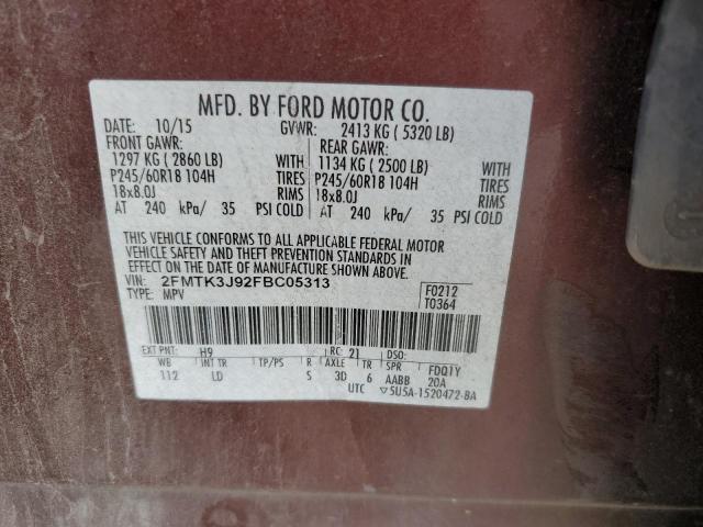 VIN 2FMTK3J92FBC05313 2015 Ford Edge, Sel no.13