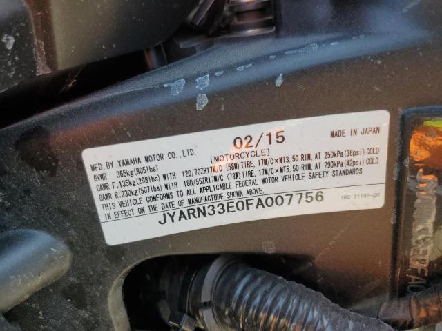 2015 YAMAHA FZ09 JYARN33E0FA007756