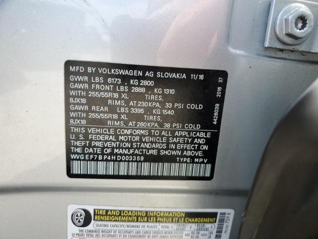 2017 VOLKSWAGEN TOUAREG SP - WVGEF7BP4HD003359