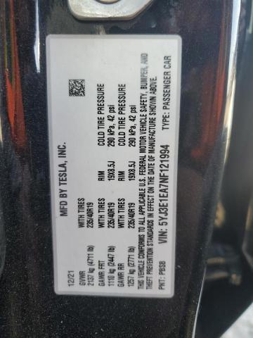 2022 TESLA MODEL 3 - 5YJ3E1EA7NF121994