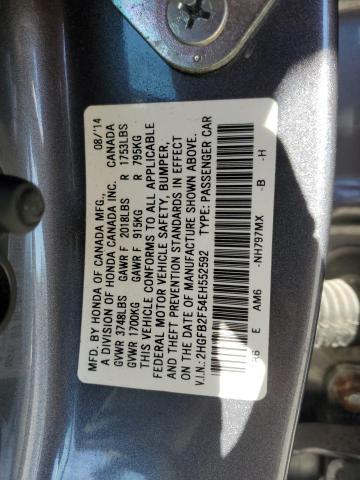 VIN 2HGFB2F54EH552592 2014 Honda Civic, LX no.12