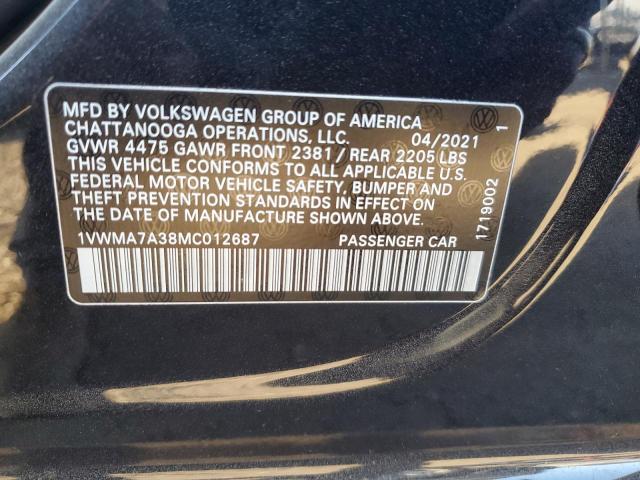 2021 VOLKSWAGEN PASSAT R-L - 1VWMA7A38MC012687