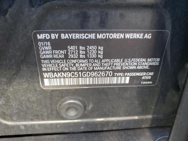 2016 BMW 550 I WBAKN9C51GD962670