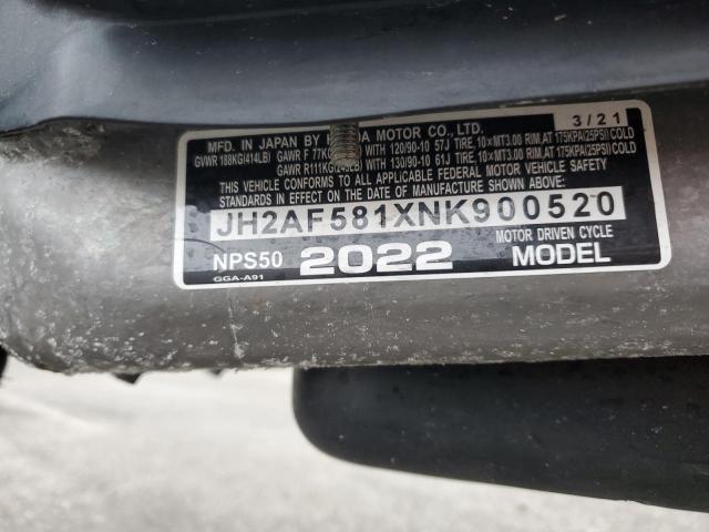 2022 HONDA NPS50 JH2AF581XNK900520