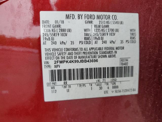 2018 FORD EDGE TITAN - 2FMPK4K99JBB43696