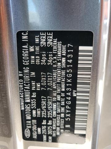2019 KIA SORENTO L - 5XYPG4A31KG514317