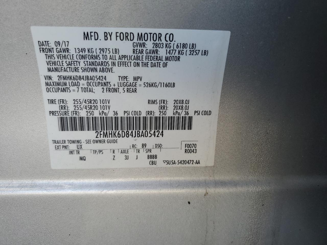 Lot #2976976580 2018 FORD FLEX LIMIT