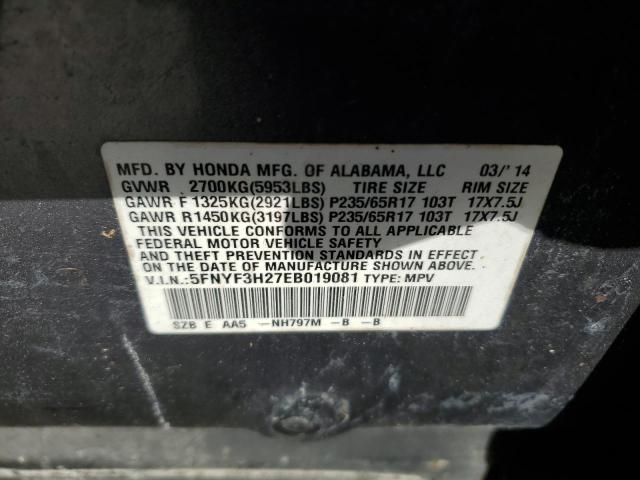 VIN 5FNYF3H27EB019081 2014 Honda Pilot, LX no.14