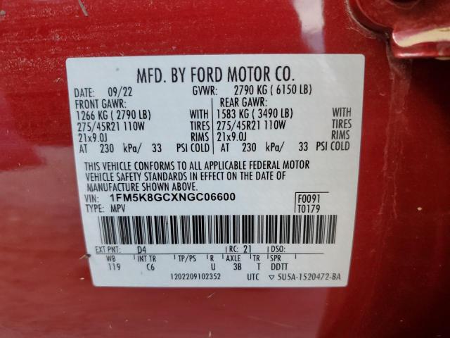 2022 FORD EXPLORER S - 1FM5K8GCXNGC06600