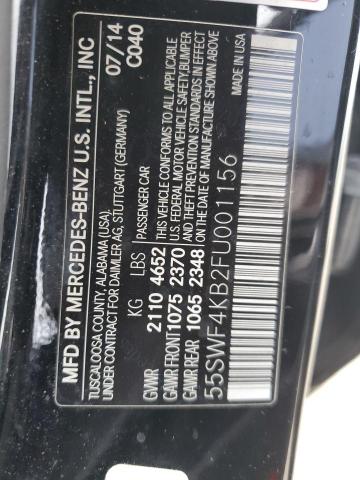 VIN 55SWF4KB2FU001156 2015 Mercedes-Benz C-Class, 3... no.12