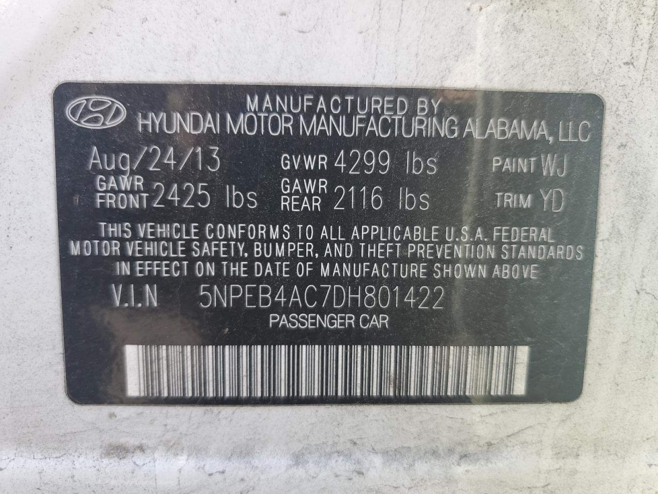 Lot #2942849771 2013 HYUNDAI SONATA GLS