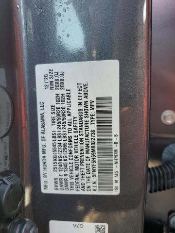 2021 HONDA PILOT TOUR - 5FNYF5H69MB022738