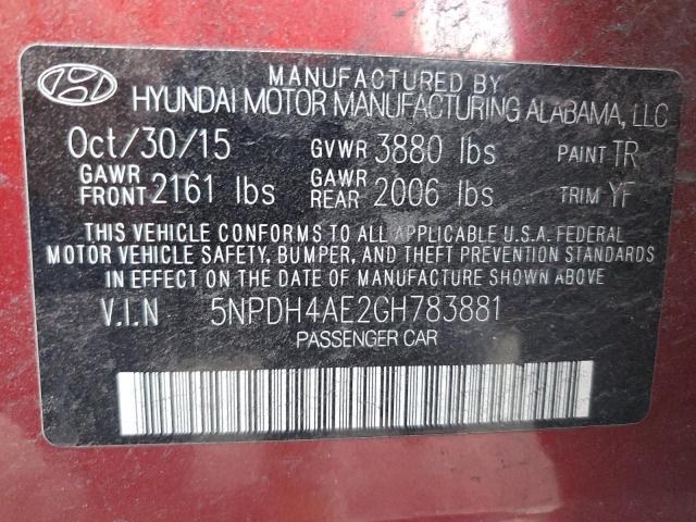 2016 HYUNDAI ELANTRA SE - 5NPDH4AE2GH783881