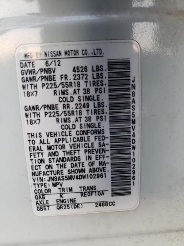 JN8AS5MV4DW102961 2013 NISSAN ROGUE