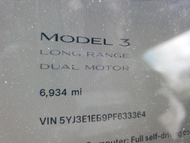 VIN 5YJ3E1EB9PF633364 2023 Tesla MODEL 3 no.9