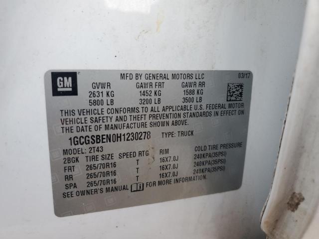 2017 CHEVROLET COLORADO - 1GCGSBEN0H1230278