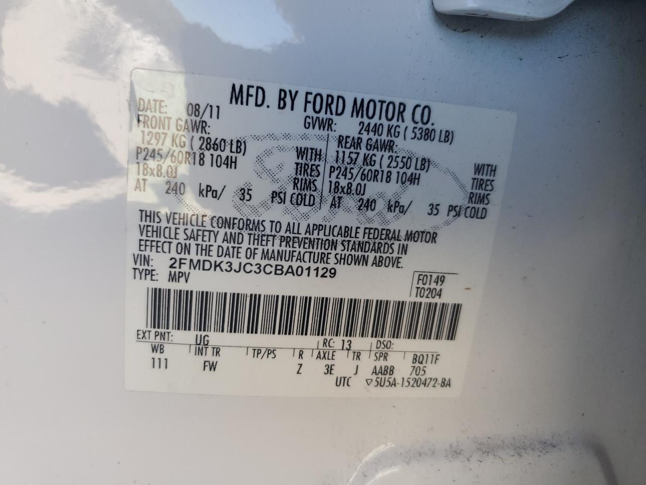 Lot #2911875943 2012 FORD EDGE SEL