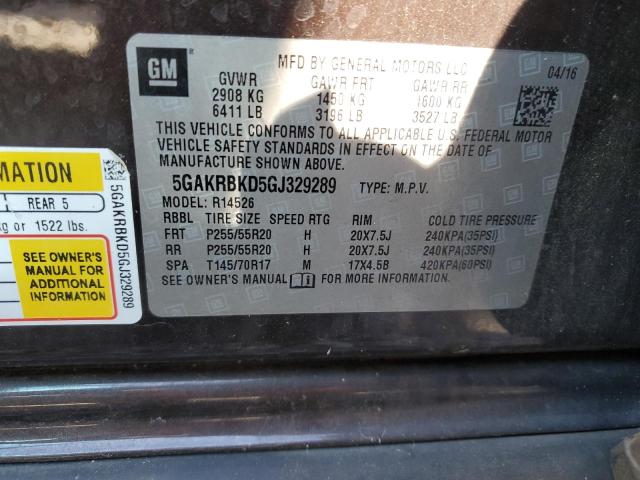 2016 BUICK ENCLAVE - 5GAKRBKD5GJ329289