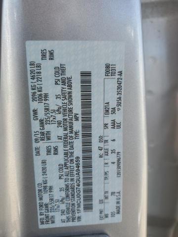 VIN 1FMCU0G74GUA94659 2016 Ford Escape, SE no.14