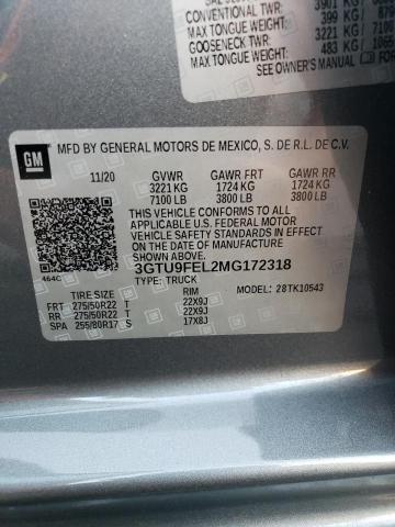 2021 GMC SIERRA K15 - 3GTU9FEL2MG172318