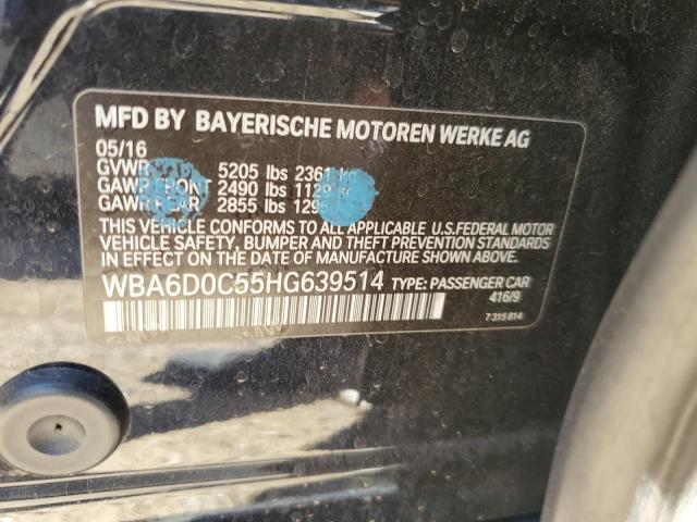 VIN WBA6D0C55HG639514 2017 BMW 6 SERIES no.12