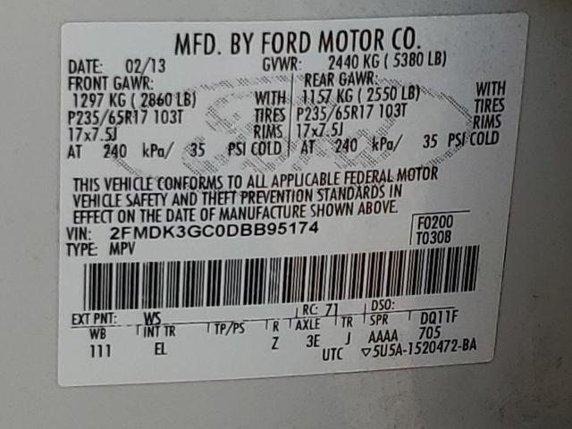 VIN 2FMDK3GC0DBB95174 2013 Ford Edge, SE no.13