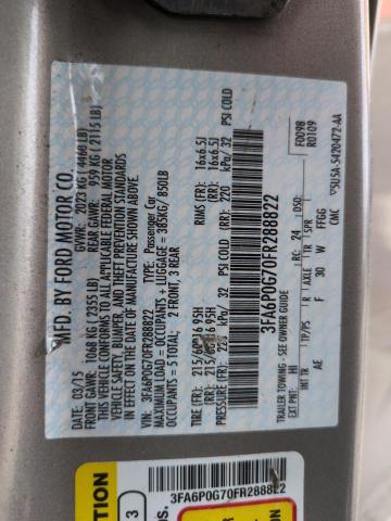 2015 FORD FUSION S - 3FA6P0G70FR288822